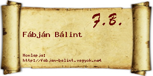 Fábján Bálint névjegykártya